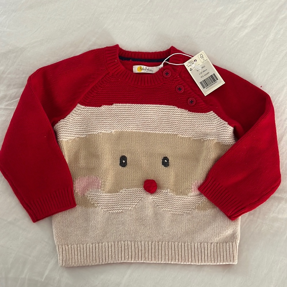 Mini Boden Santa Christmas sweater NWT 2-3Y